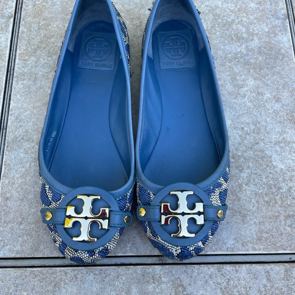 Tory Burch Aden Ballet- Leopard Gold Logo